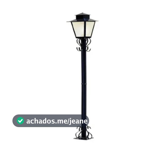 Poste De Jardim Externo Quadrado Colonial 1,76m Colonial P7 PRETO