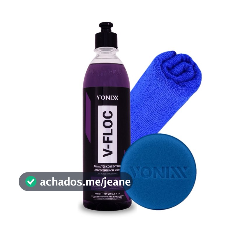 V-Floc 500ml Shampoo pH Neutro Concentrado Lavagem + Pano + Aplicador