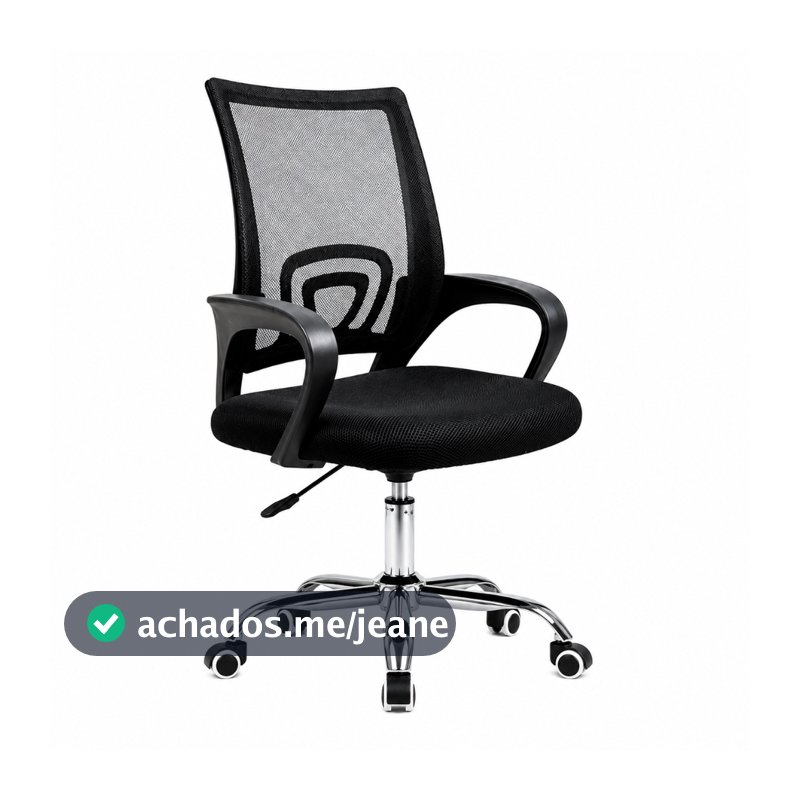 CADEIRA GIRATÓRIA DE ESCRITÓRIO ERGONOMICA SANTIAGO TELA MESH EXECUTIVA PARA LEITURA C/ BASE Cromada Estudo Trabalho