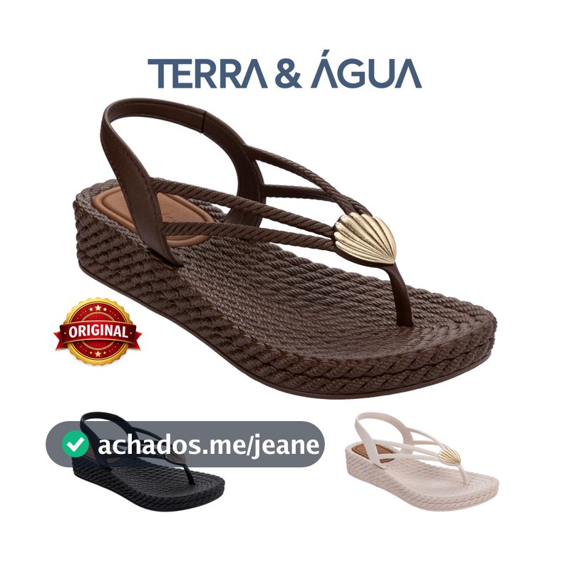 Sandália Feminina Terra e Água Bella Anabela Original Antiderrapante Confortável 212100