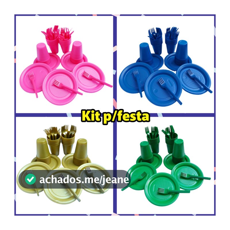 Kit Festa Descartáveis para festa Copo Pratinho de bolo e Garfinho