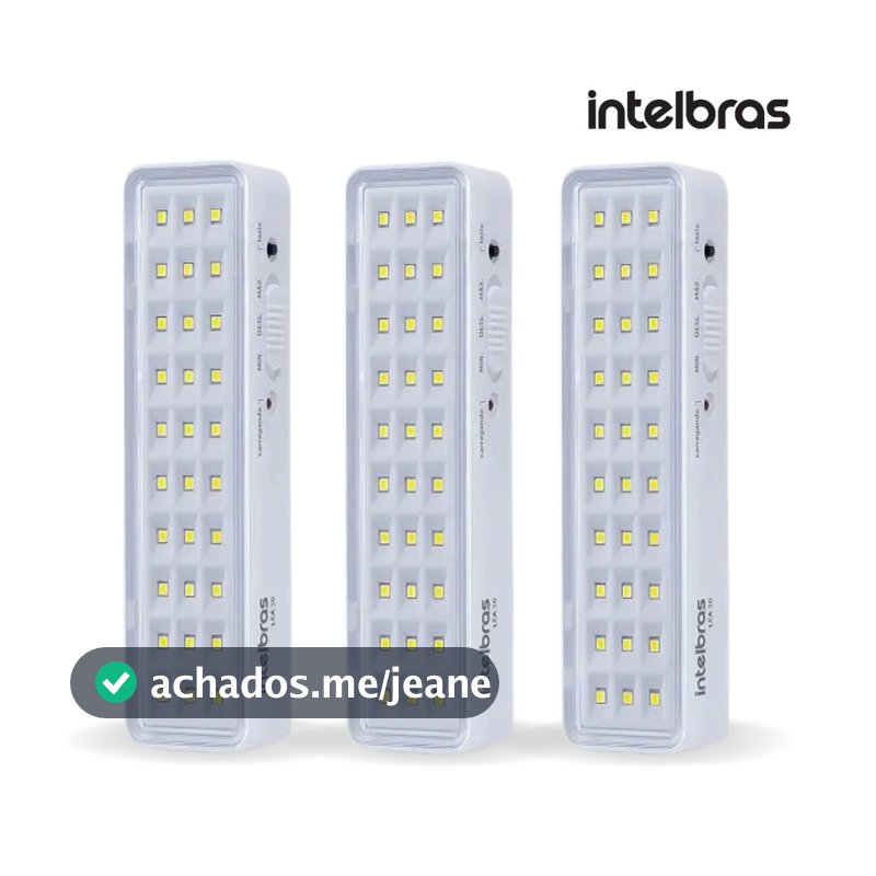 Kit 3 Unidades Luz de Emergência Luminária LED Intelbras