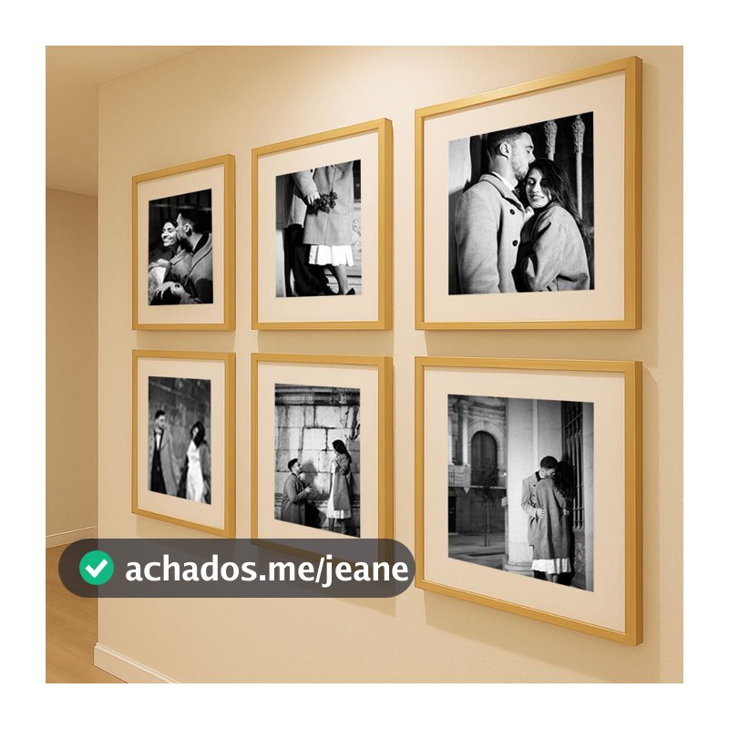 Kit 6 Quadro Decorativo Personalizado Foto Moldura Vidro Grande Paspatur Casal Família Bebê Sala Quarto Corredor