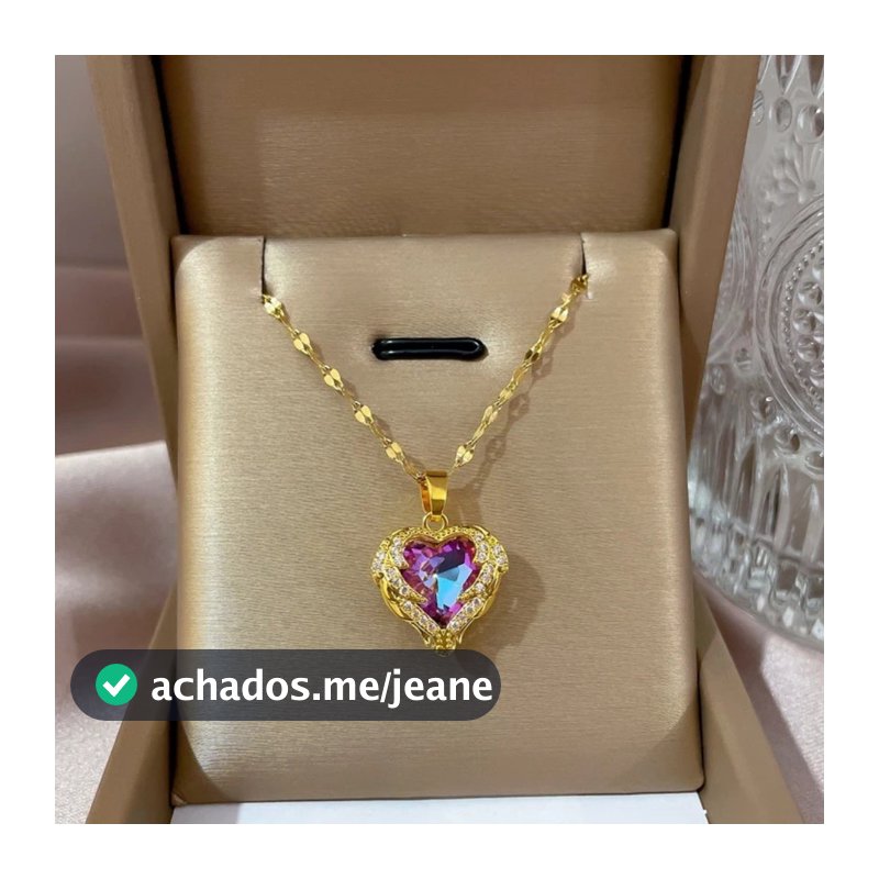Colar Coração do Oceano em Cristal Azul Luxuoso – Joia Feminina em Aço Inoxidável, Antialérgica e que Não Desbota