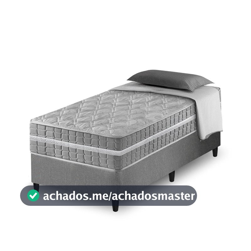 Cama Box Solteiro Cinza + Colchão Molas Ensacadas Zidi Alabama 88x188x61cm