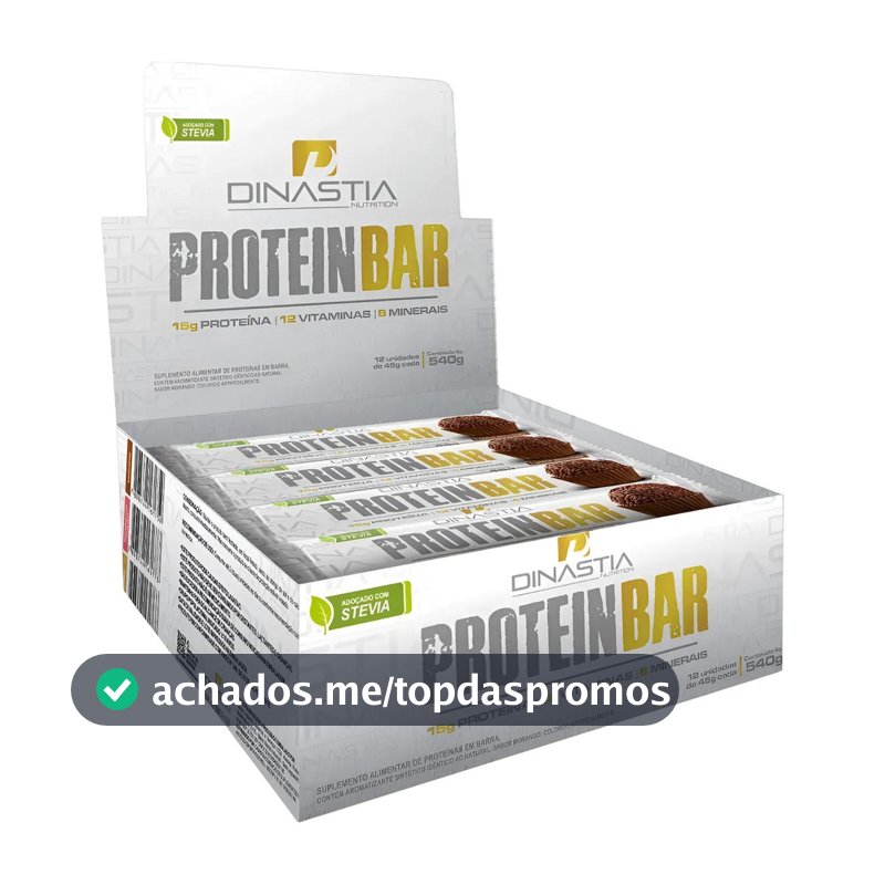 Barra de Proteína Protein Bar Whey 15g Protiena Caixa 12 Unidades Dinastia Nutrition