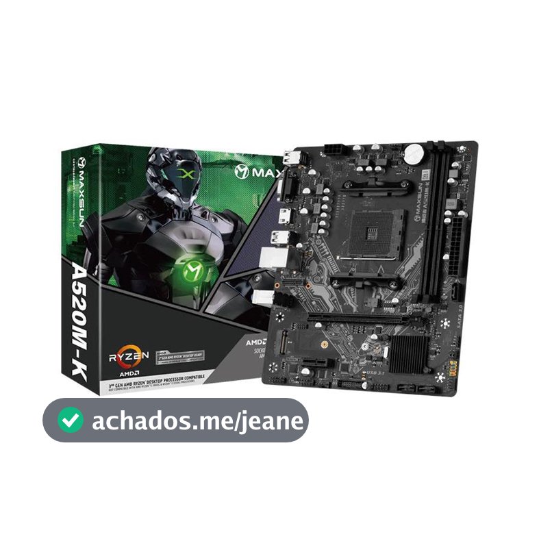 Placa Mae Maxsun Challenger A520M-K DDR4 Socket AMD AM4 M-ATX Chipset AMD A520, MS-CHALLENGER-A520MK