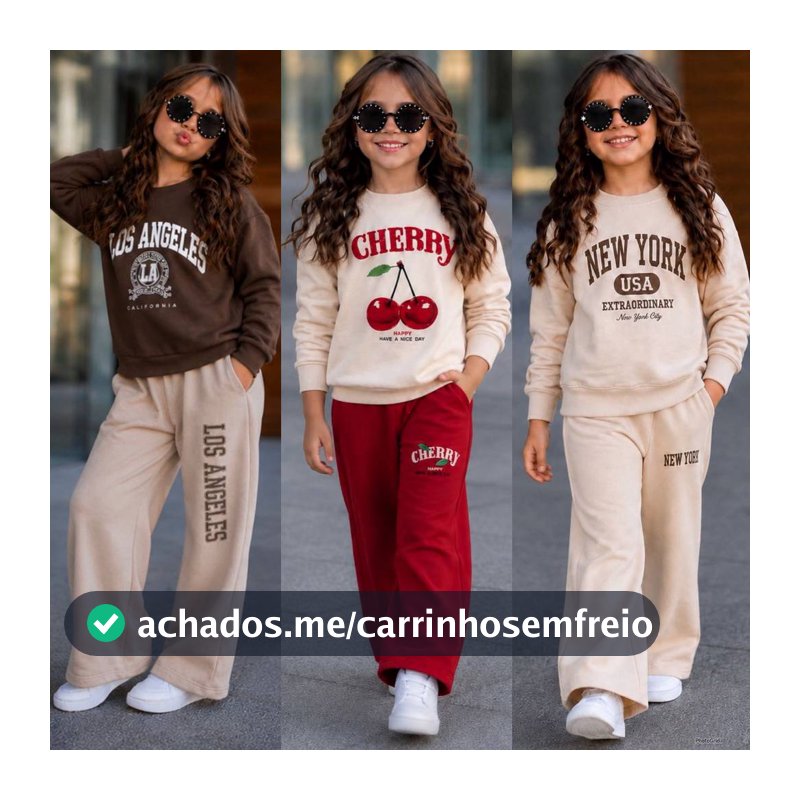Conjunto de Frio Infantil Feminino 4 ao 12 Anos Moletinho Não Dá Bolinha Calça e Casaco
