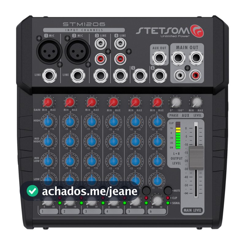 Mesa de Som Automotiva Stetsom STM1206 6 Canais Mixer Equalizador 4 Bandas 12V Profissional
