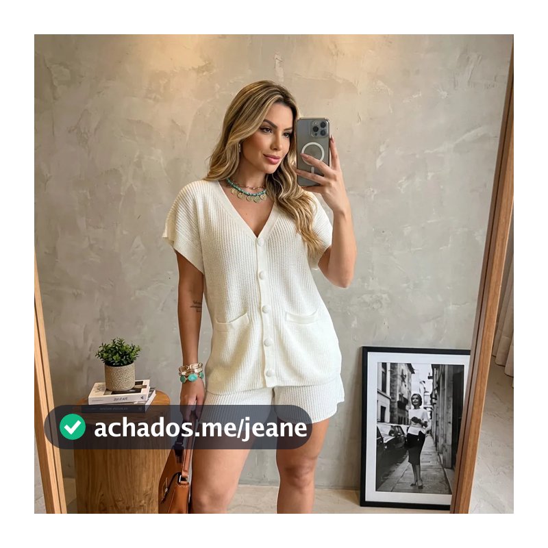 Conjunto Feminino Shorts e Colete Tricot Moderno Verão 2025/26 Super Confortável e Luxuoso