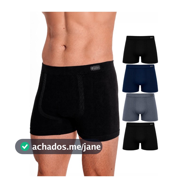 Kit 4 Cuecas Boxer Zhamaro Algodão Premium Sem Costura Masculina Cotton Respirável Confortável Macia