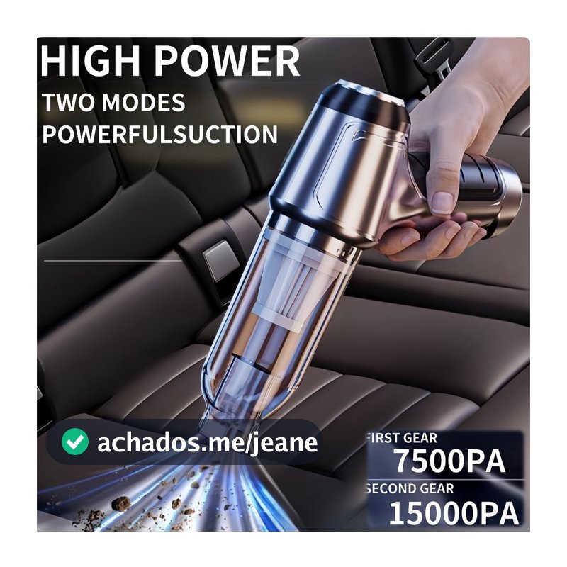 Aspirador e Soprador Portátil 5 em 1 Alta Potência e Multifuncional para Limpeza Completa para Carro