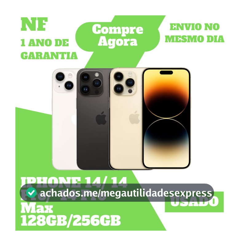 Usado: Apple iPhone 14 14 Pro 14 Pro Max 128GB 256GB 512GB Desbloqueado 1 Ano de Garantia