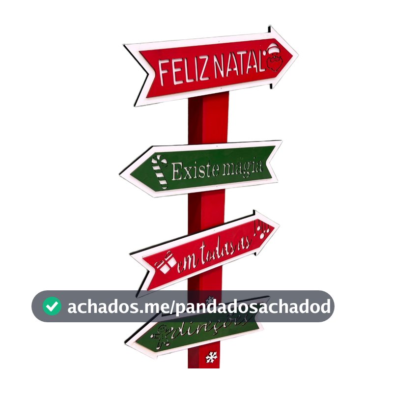 Placa Decorativa Natalina em MDF – Desmontável Direções Setas Papai Noel