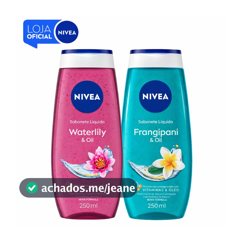 KIT NIVEA Sabonete Líquido Waterlily & Oil 250ml + NIVEA Sabonete Líquido Frangipani & Oil 250ml