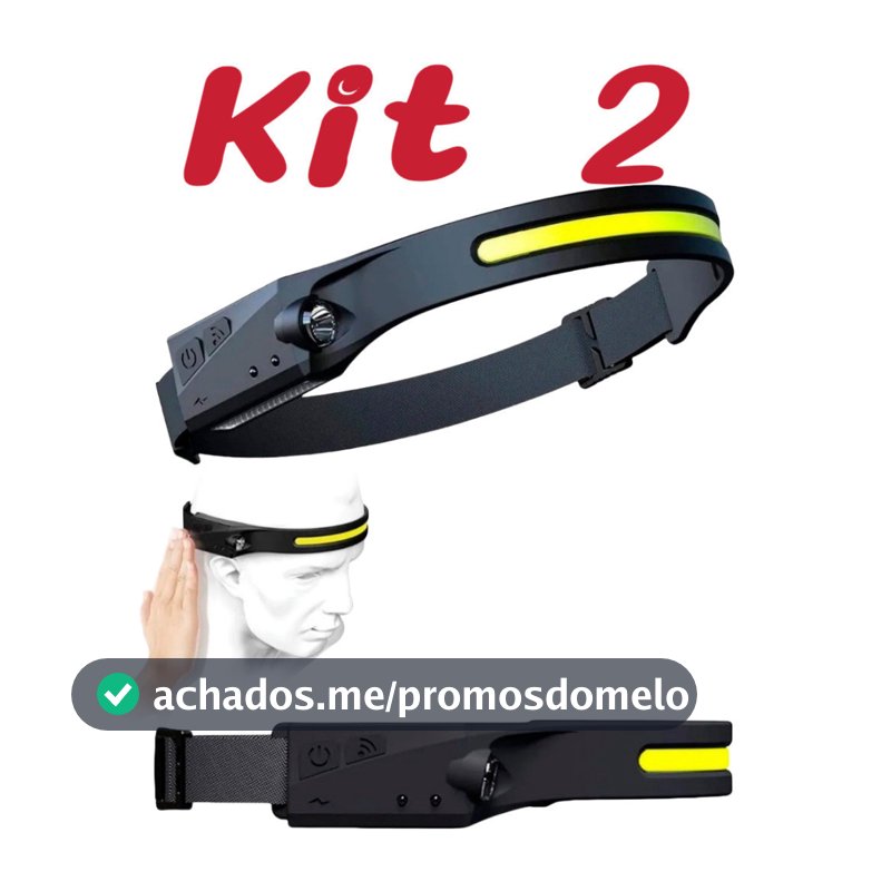 Kit 2 Lanterna de cabeça com SUPER LED Recarregável USB Type C  alex