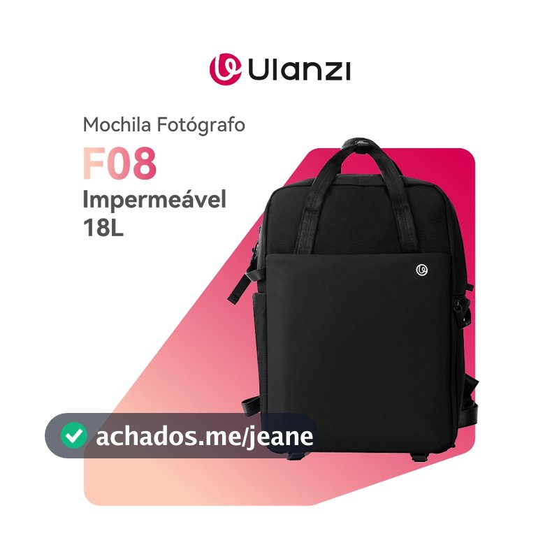 ULANZI F08 Mochila Fotógrafo Profissional 18L Impermeável para Câmera DSLR Lente e Laptop 15.6"