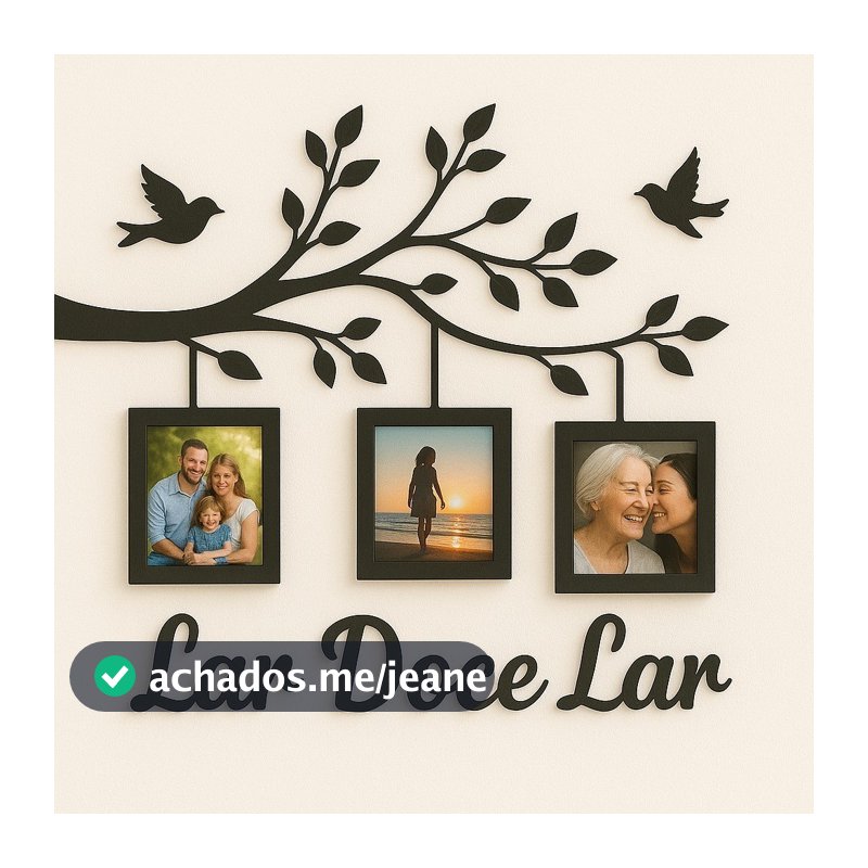 Decoração Parede MDF Porta Retrato Família Lar Doce La  3 Molduras