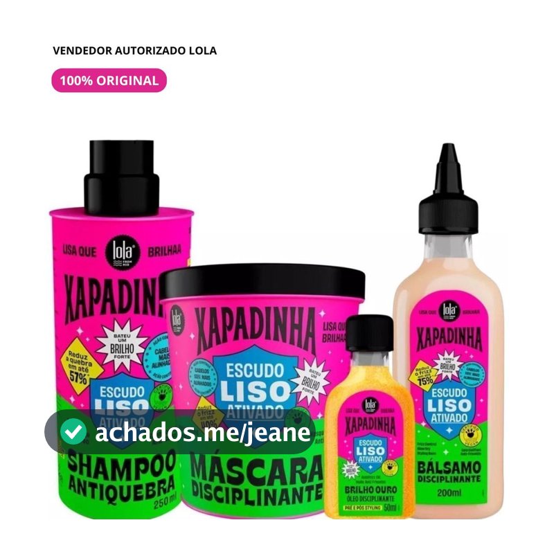 Kit Lola Cosmetics Xapadinha – Shampoo 250g + Máscara 450g + Óleo 50ml + Bálsamo 200ml