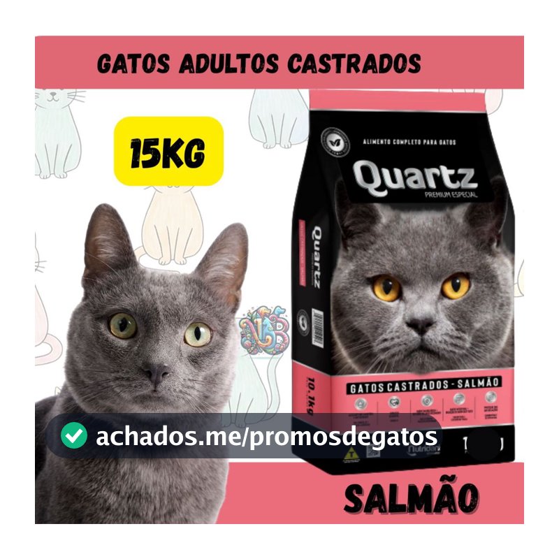 Quartz Ração Premium Especial Gatos Castrados Salmão 15Kg