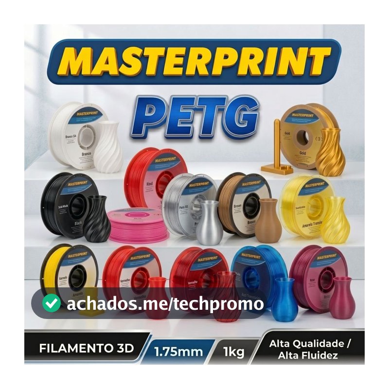 Filamento De Impressora 3d Petg 1,75mm 1kg Masterprint Várias Cores
