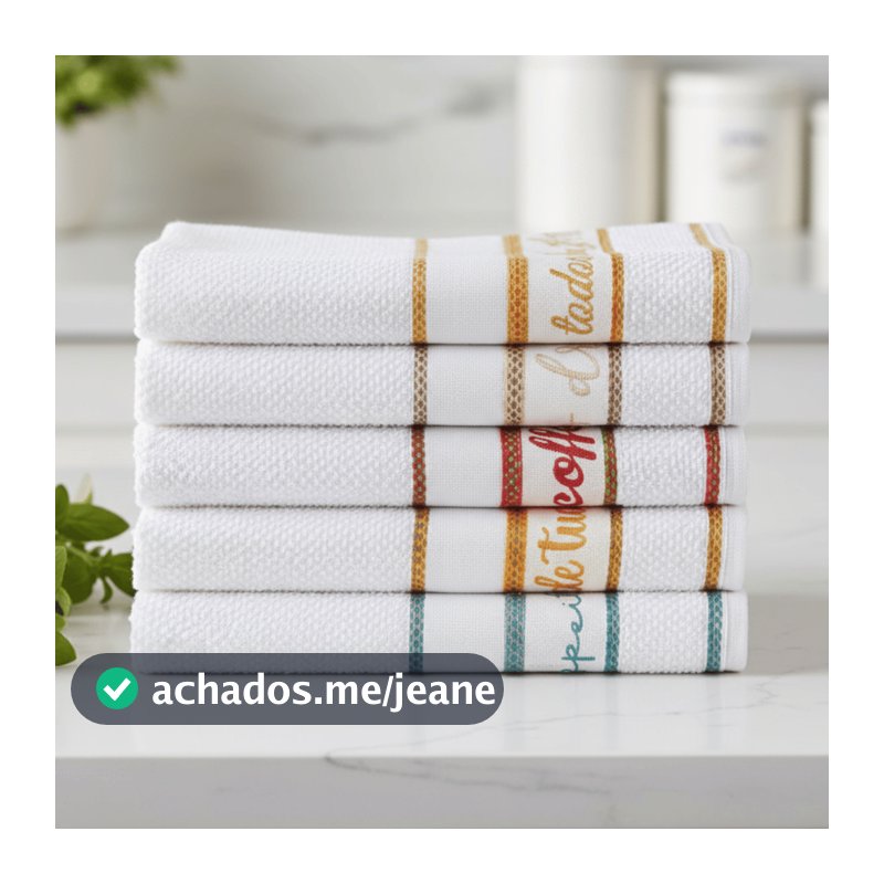 Pano Prato Gourmet Atoalhado 45x70cm Palavras Bordadas 100% Algodão Felpudo