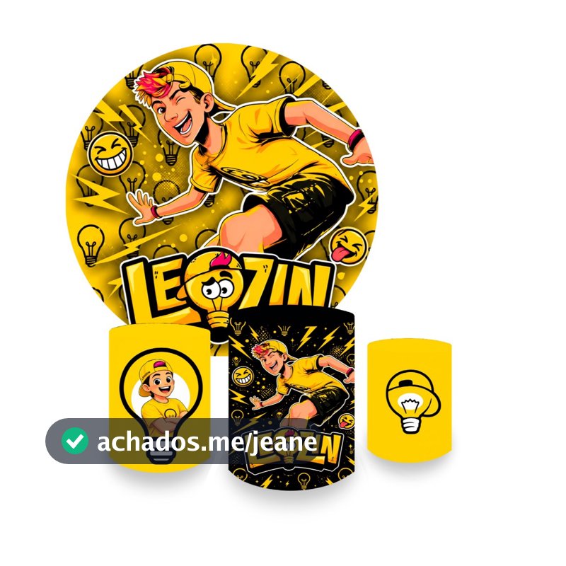 Capa Painel Redondo + Capa De Cilindro Tecido Sublimado - Tema - Leozin Dos Rosa - Emilly Vick