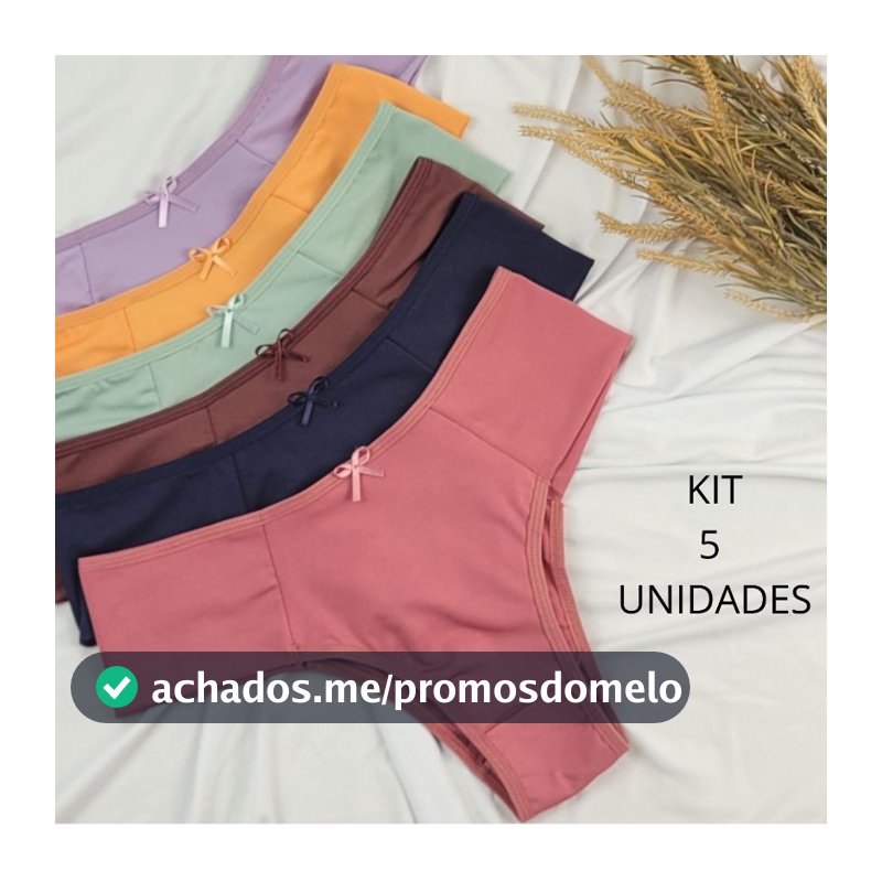 KIT 5 CALCINHAS FEMININAS PALA  ALTA CONFORTO FORRO ALGODÃO