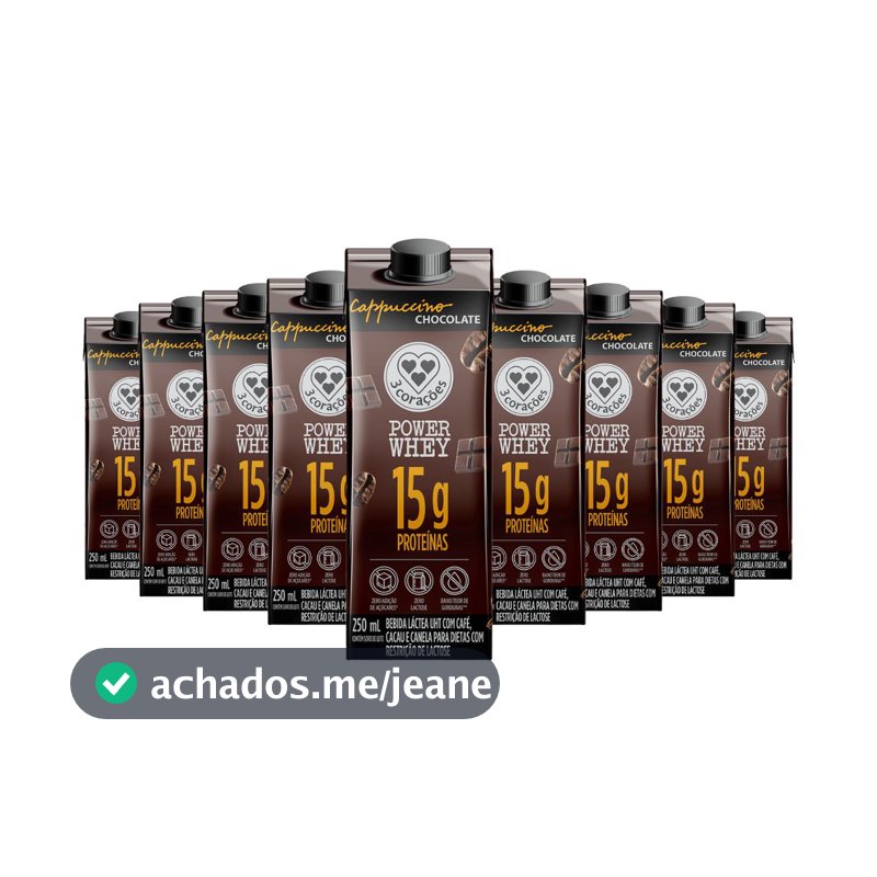 Bebida Proteica Power Whey Cappuccino Chocolate Cream 3 Corações (Cx 12un de 250ML)