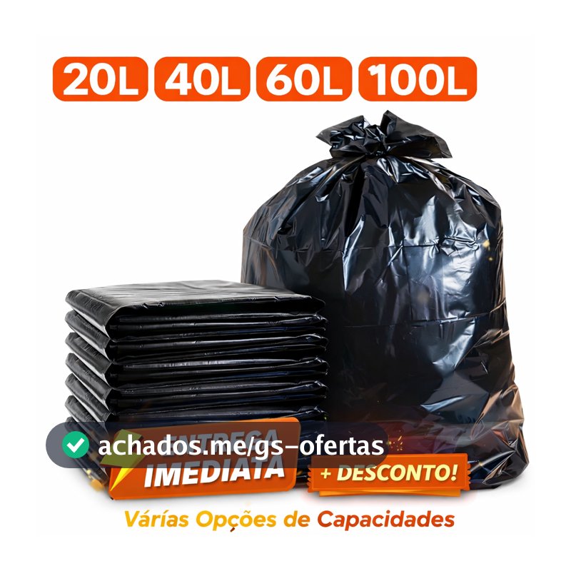 Saco de Lixo Resistente 20L/40L/60L/100L Atacado 100 unidades Direto da Fábrica