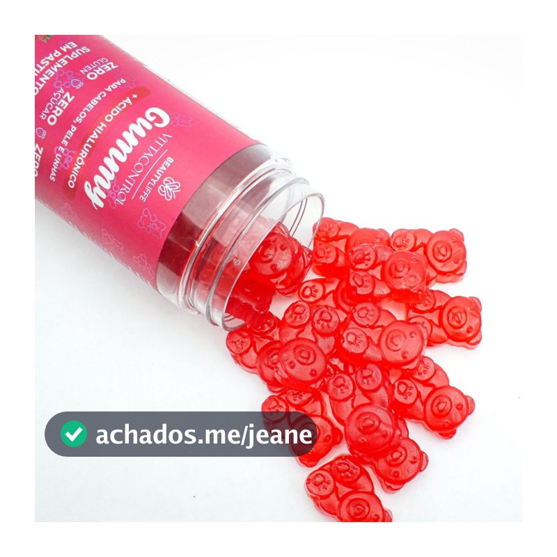 VittaControl Gummy ZERO Vitamina Cabelo, Unhas e Pele com Ácido Hialurônico Apenas 1 Goma ao dia