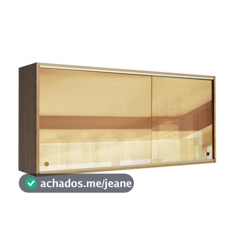 Armário Aéreo Madesa Emilly 2 Portas de Correr de Vidro Reflex - Rustic