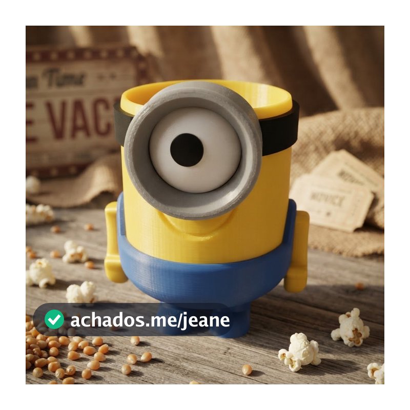 Vaso Decorativo Minion Porta Objetos Organizador Multiuso Pote de Pipoca Cachepot Criativo
