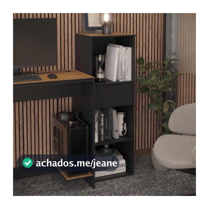 Estante Livreiro Armário Organizador Smart Office 1 Gaveta e 3 Nichos Para Escritório Sala- ViaNossa