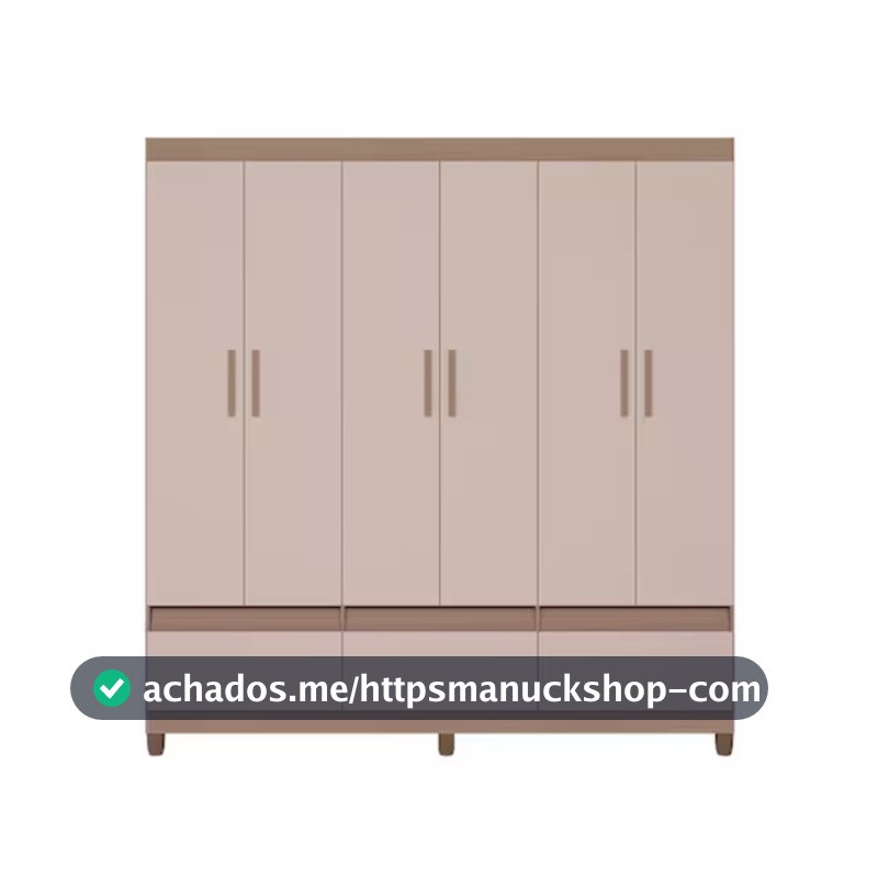 Guarda-Roupa Bartira Ilhéus com Cabideiro 6 Portas de Bater 3 Gavetas e 180cm de Largura