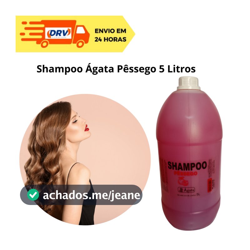 Shampoo Ágata Pêssego 5 Litros - Shampoo Galão 5 Litros Efeito Salão de Beleza - Shampoo Lavatório