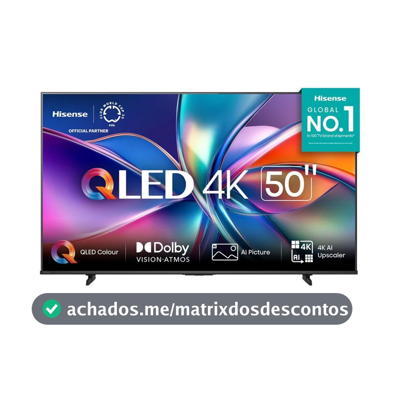 Smart TV 50 Polegadas 4K 50Q6QV QLED HDR10 Dolby Atmos Vidaa U9 Hisense