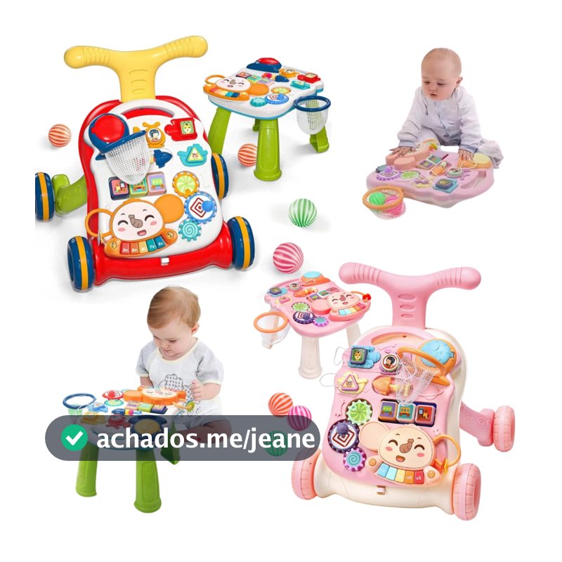 Andador Infantil com Mesinha De Atividades Educativo Didática Bebê Menino Menina Musical 2 em 1