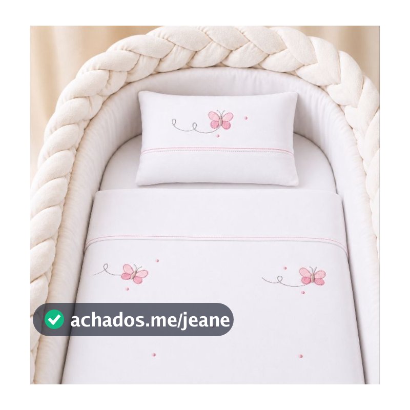 Kit Mini Berço/Maternidade ou Kit Carrinho de Passeio com 2 peças Bordado à mão 100% algodão - (pronta entrega)