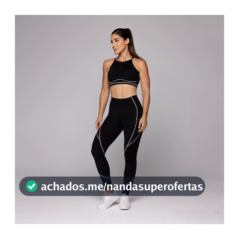Conjunto Fitness Feminino Sense Academia Top Poliamida e Calça Legging Alta Compressão Coleção Duo