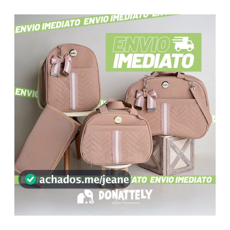 Kit Bolsa Maternidade Com Laço e Faixa 4 Peças Menina/Menino, Térmico e Impermeável DONATELLY