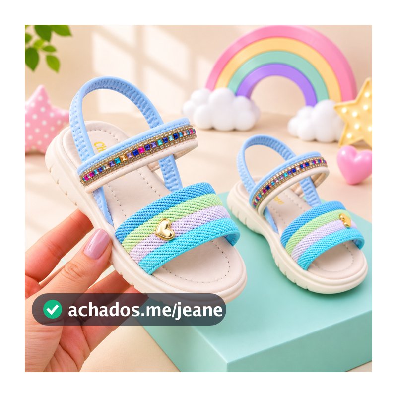 Sandália Infantil Menina Feminina Brilho Strass Colorido