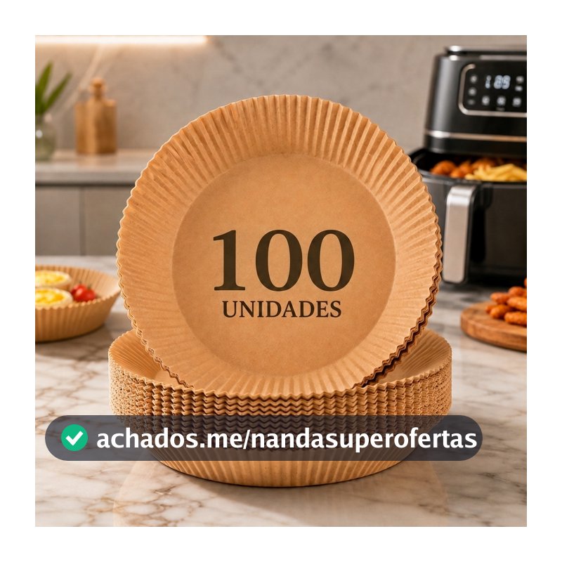 Kit 100 Forro Papel Airfryer Descartável Forma Antiaderente