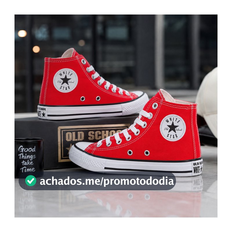 TENIS CANO ALTO VERMELHO WHITE STAR LONA TECIDO BOTINHA STAR MASCULINO E FEMININO