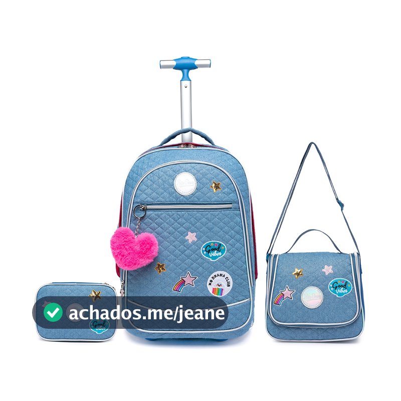 Kit Mochila Escolar Rodinhas Feminina Juvenil Lancheira Térmica Estojo Polo One