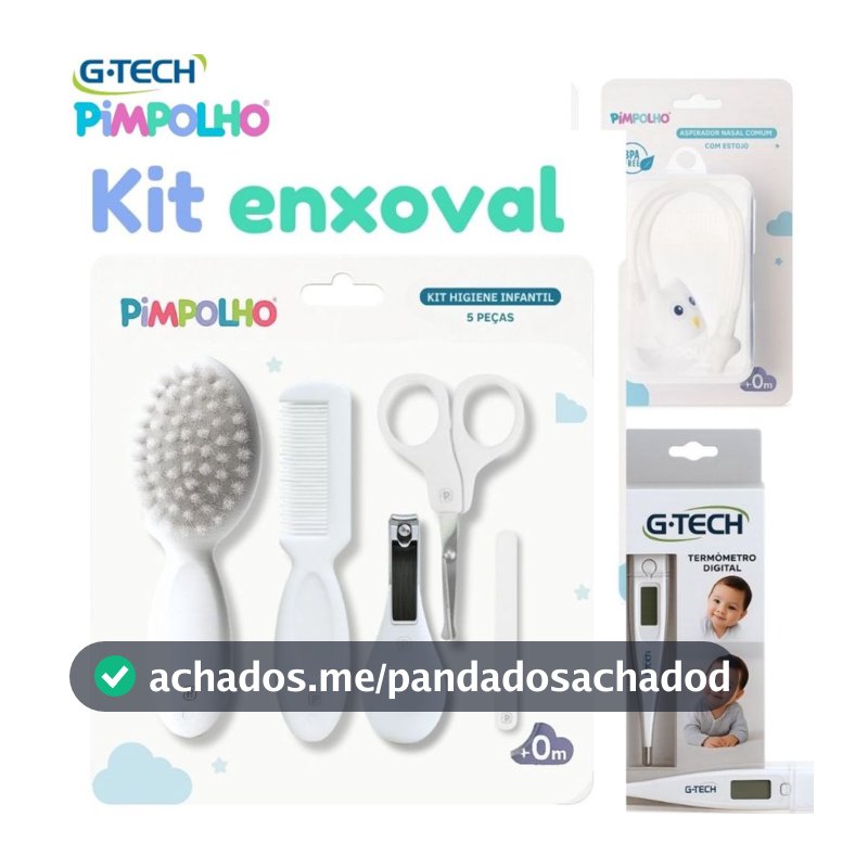 Kit Higiene para bebe 8 Peças Premium  – Com Termômetro G-Tech + Aspirador Nasal c/ Estojo Pimpolho e G-tech