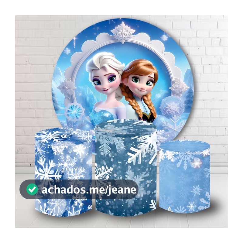 Kit Painel Decorativo + 3 Capas Cilindro Tema Frozen Varios Modelos