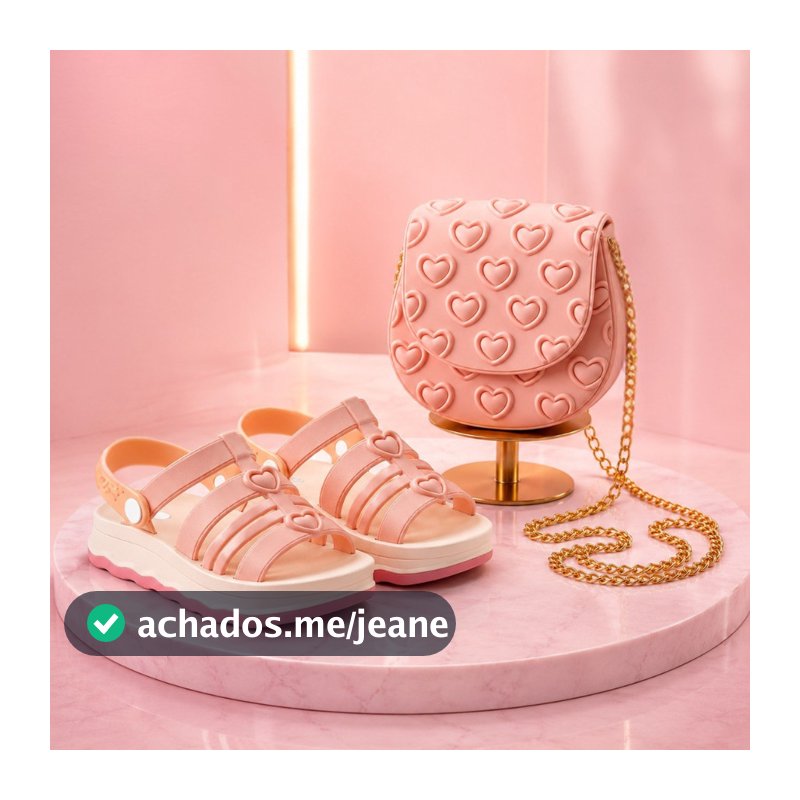 Kit Sandalia Infantil Menina com Bolsa de Coração