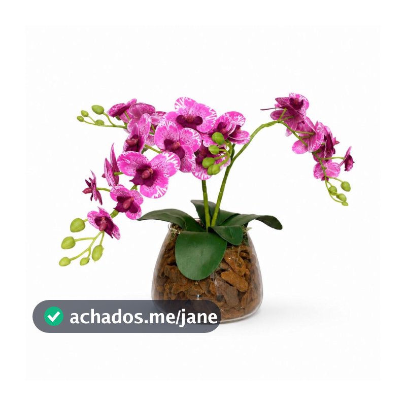 ARRANJO ORQUIDEA ARTIFICIAL 3D HASTES VASO VIDRO INCOLOR