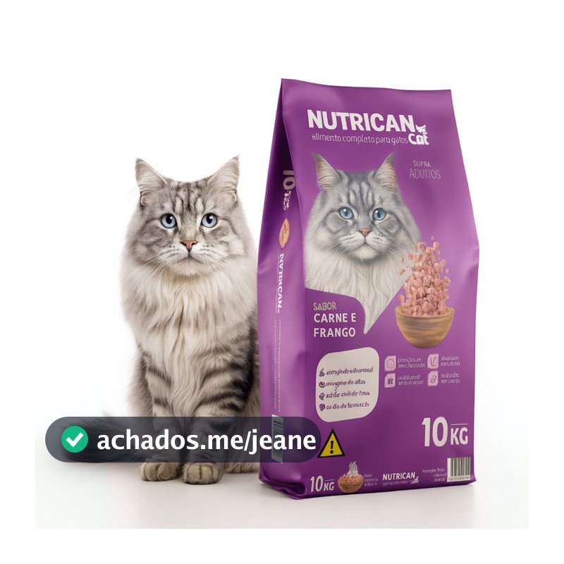 Nutrican Cat Adultos 10,1kg – Ração Seca Carne e Frango
